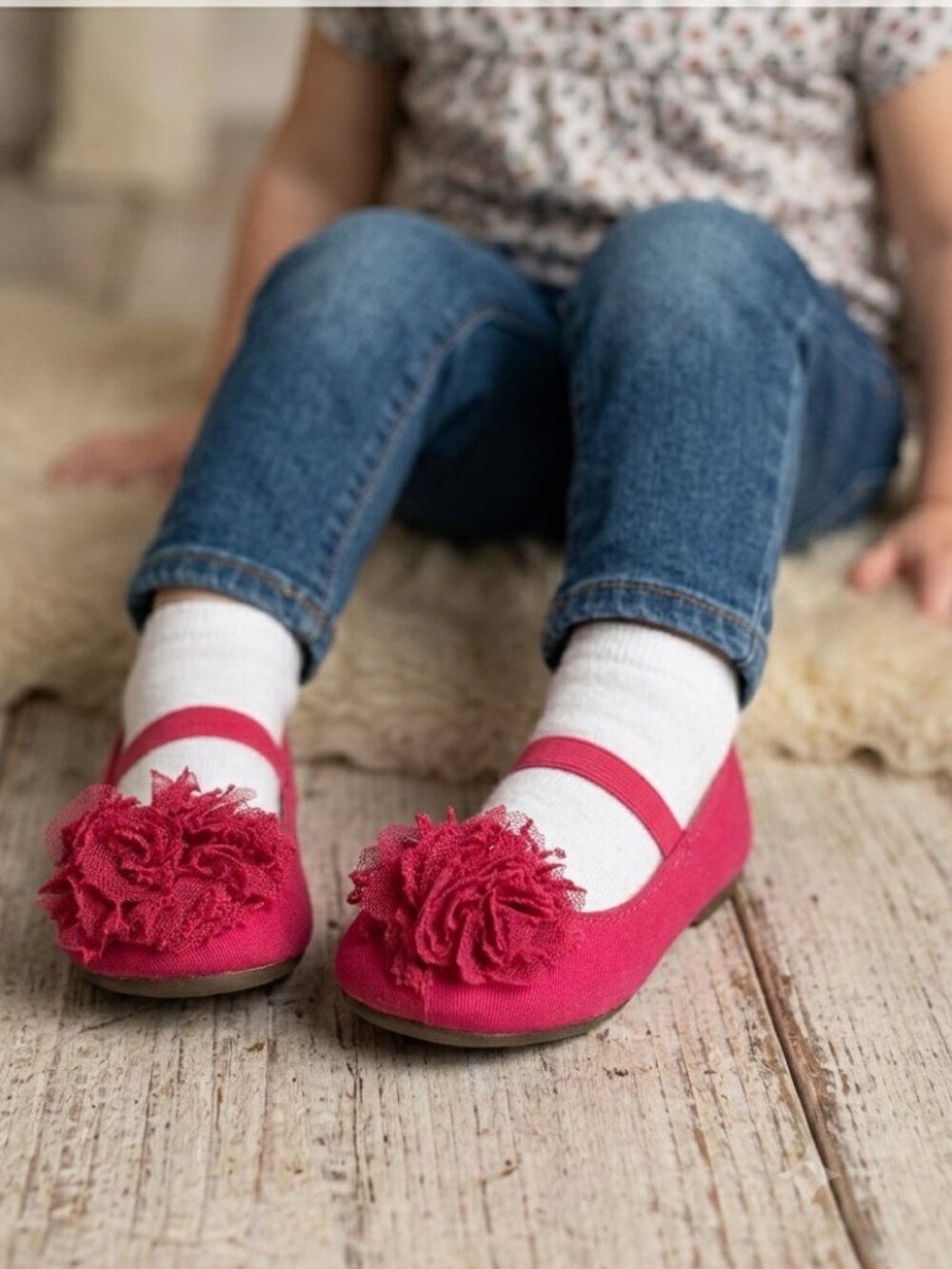 Children's Place Fuchsia Flower Ballet Flats - Toddler Size 7